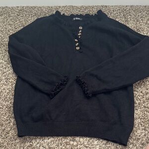 St. John's Bay Black Button-Detail Sweater